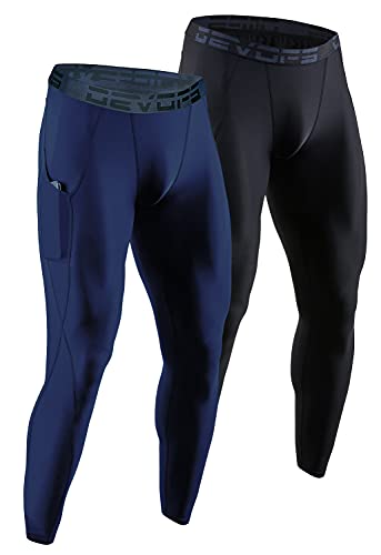 DEVOPS 2 or 3 Pack Men's Thermal Compression Pants, Athletic Leggings Base Layer Bottoms