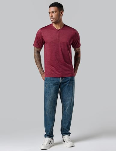 3 Pack: Mens Polo Shirts, Business Casual Golf Henley Work Shirts for Men, Collarless Short Sleeve Stylish Athletic Tshirts