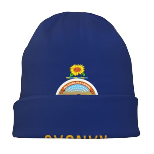 sackhg Kansas State Flag Print Winter Beanie Hat Men Women Soft Lightweight Thermal Cap for Outdoor Skiing Wear Black