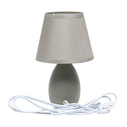 Simple Designs Lt2009-Gry Mini Egg Table Lamp, Gray Ceramic, No Bulb