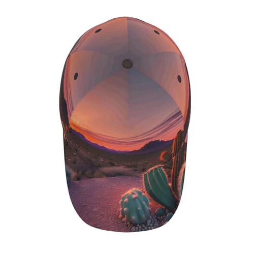 Cactus Desert Sunset Print Fashion Curved Edge Baseball Cap for Men Women, All-Season Outdoor Sports Travel Cap Black