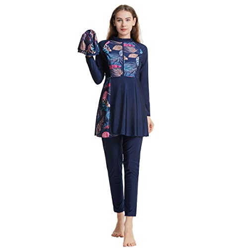 Women Muslim Burkini Swimsuits Modest Swimwear Islamic Long Sleeve Full Cover Hijab Top Swim Pants Sets Bathing Suits