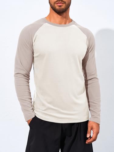 Yousify Mens Athletic Thermal T Shirts Fleece Crew Neck Long Sleeve Shirts Running Hiking Active Pullover Tops with Pocket