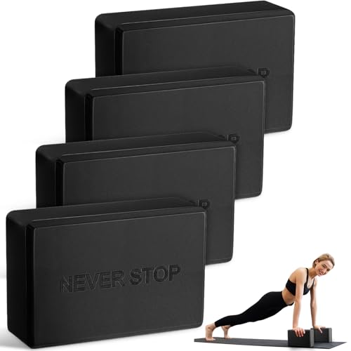RoundFunny 4 Pack Yoga Blocks Non Slip Pilates Brick Foam Blocks Pilates Dance Gymnastics Workout Fitness Props Tool for S...