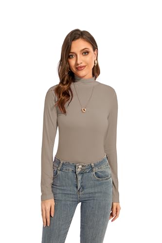 CONPEN Womens Long Sleeve Mock Turtleneck Base Layer Slim Fit Underscrub Shirt