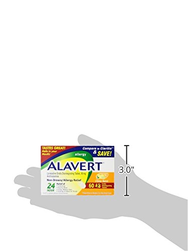 Alavert Allergy 24 Hour Relief, Citrus Burst Flavor, Orally Disintegrating Allergy Tablets, Non-drowsy Antihistamine, Loratadine 10mg, 60 Count