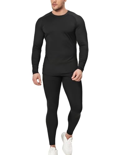 OYGSieg 3 or 2 Set Men's Thermal Underwear Long Johns with Fleece Lined, Thermals for Men Base Layer Cold Weather Top Bottom