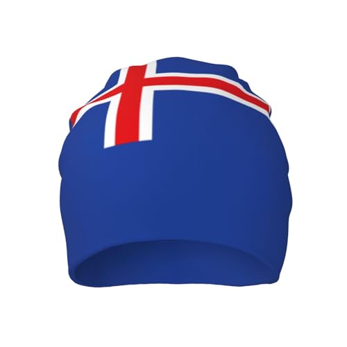 sackhg Flag of Iceland Print Winter Beanie Hat Men Women Soft Lightweight Thermal Cap for Outdoor Skiing Wear Black
