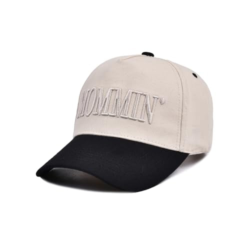 Mommin Trucker Hat,Vintage Two-Tone Women's Baseball Cap with Mommin Embroidery AdjustableHat for Casual Wear