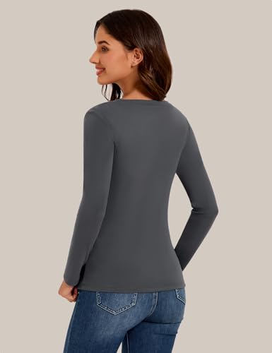 Bonneuitbebe Women's Thermal Shirt 2 Pack Long Sleeve Crewneck Fleece Lined Undershirt Ultra Soft Base Layer Tops