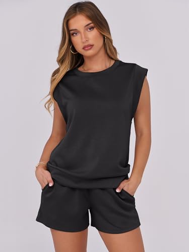 ANRABESS Two Piece Sets for Women 2026 Summer Short Lounge Set Casual Beach Vacation Outfits Spring Sweatsuits Tracksuit
