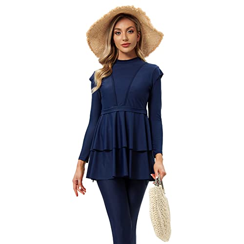 OBEEII Womens Muslim Swimsuits Full Coverage Long Sleeve Swimwear Burkini Hijab Bathing Suit