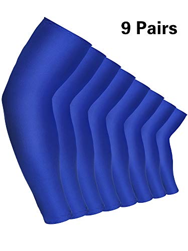 Mudder 9 Pairs Unisex UV Protection Sleeves Arm Cooling Sleeves Ice Silk Arm Sleeves Arm Cover Sleeves (Royal Blue)