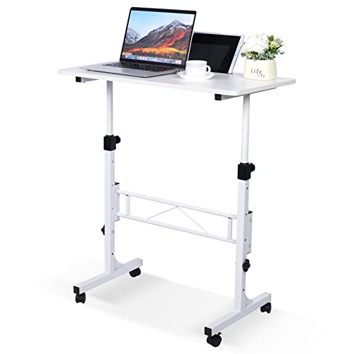KLSMYHOKI Standing Desk Adjustable Height, Mobile Stand Up Desk with Wheels Small Computer Desk Rolling Desk, Portable Lap...