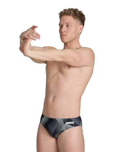 ARENA Men’s Swim Brief Halftone Team Print MaxLife Athletic Swimwear Professional Training Swimsuit Sports Bathing Suit