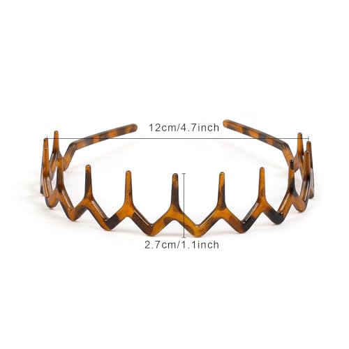 WOVOWOVO Zig Zag Headbands for Women Teen Girls Men, Plastic Hair Bands with Teeth Thin Zigzag Head Bands for Women's Hai...