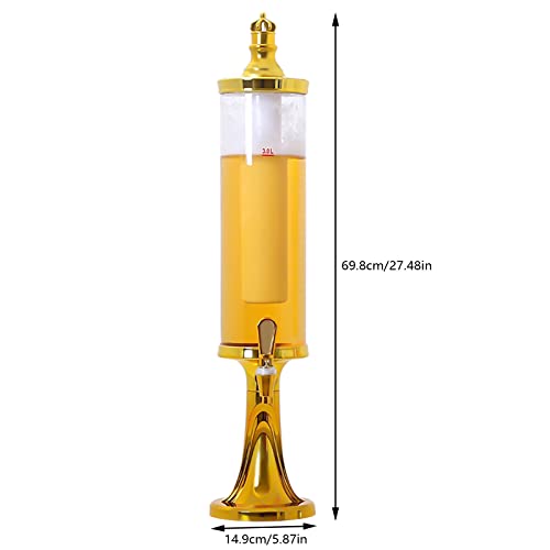 PROYONGOO 3L/100oz Mimosa Tower, Drink Tower Dispensers for Parties with LED Colorful Shinning Lights and Ice Tube, Beer T...