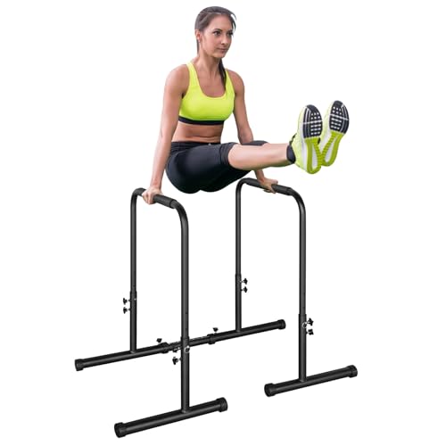MIUDGIG Adjustable Height Parallel Push Up Stand, Dip Stand Station for Strength Training, Heavy Duty Steel Parallel Bar S...