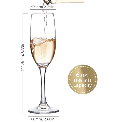 UMEIED Champagne Glasses, Set of 12 Champagne Flutes with Classic Shape, Long stem Sparkling Wine glasses for Wedding, Res...