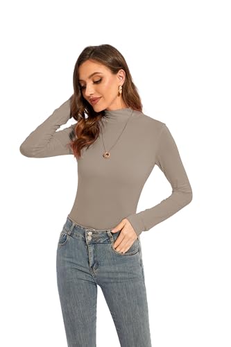 CONPEN Womens Long Sleeve Mock Turtleneck Base Layer Slim Fit Underscrub Shirt