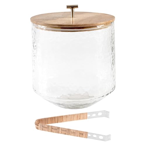 Karma, Glass Ice Bucket Airtight Lid with Tongs - 4.25L Beverage Tub Cocktail Home Bar Accessories, Wine, Beer - Chiller f...