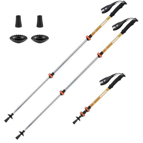 Naturehike Collapsible Trekking Poles, Adjustable Lightweight Aluminum Hiking Poles, Shock Absorption with Wrist Straps fo...