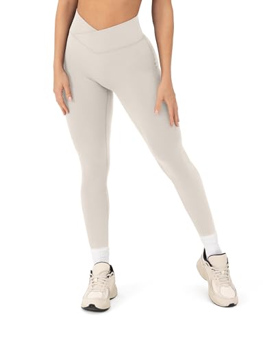 PAVOI ACTIVE Pilates Crossover Leggings for Women | Buttery Soft High Waisted V Cut Cross Waist Workout Yoga Pants | FlexFlow