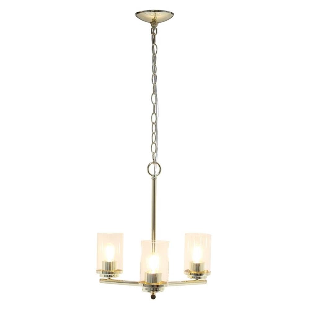 Elegant Designs 3-Light Pendant Chandelier, 15 Glass & Metal, Gold, Model Pt1018-Gld For Kitchen, Foyer, Dining Room
