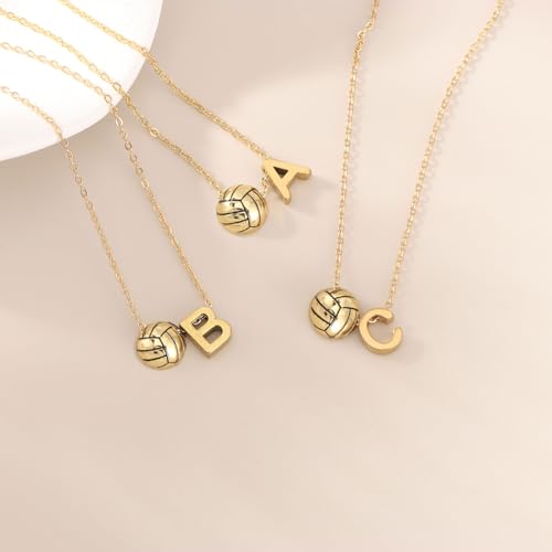 AULSIEY Initial A-Z Volleyball Necklace for Girls Teens Women, Personalized Volleyball Christmas Gifts for Team Lovers, 1...