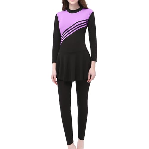 Muslim Women's Conservative 3 Piece Swimwear Oversized Long Sleeve Pants Swim Cap Full Coverage Modest Bathing Suit for Beach