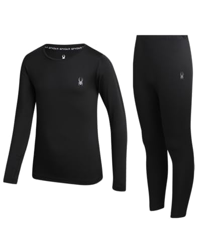 Spyder Kids Thermal Underwear Set - 2 Piece Moisture Wicking Insulated Girls Boys Thermal Set Base Layer Long Johns for Kids