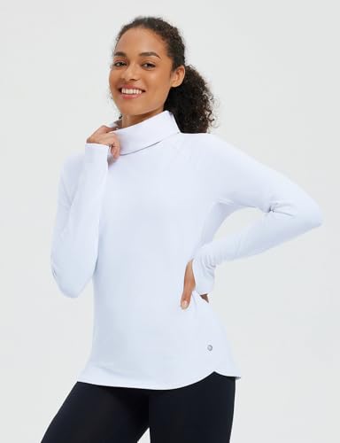 baleaf Women's Thermal Turtleneck Tops Long Sleeve Shirts Ski Base Layer with Integrated Neck Face Mask Thumbholes