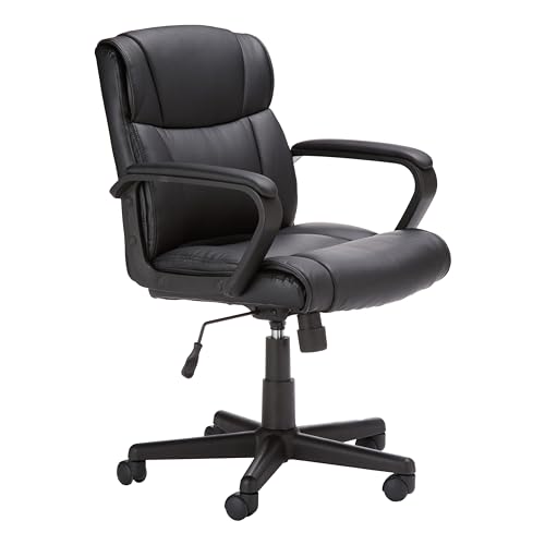 Amazon Basics Office Computer Task Desk Chair with Padded Armrests, Mid-Back, Adjustable, 360 Swivel, Rolling, 275 Pound C...