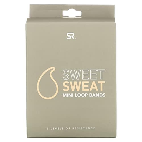 Sweet Sweat Mini Loop Resistance Bands - Set of 5 | Exercise Hip Booty Bands for Squats, Lunges, Physical Therapy, Yoga, P...