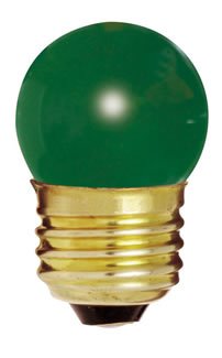 Bulbrite 7.5 Watt S11 Green Light Bulb, 130 Volt, Medium Base, Long Life, Model 7.5S11G