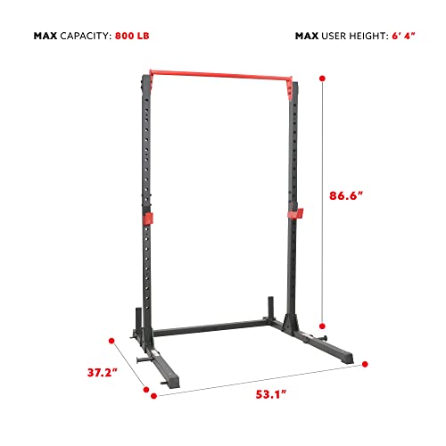 Sunny Health & Fitness Power Cage and Squat Rack In High Weight Capacity with J-Hooks, Adjustable Pull Up Bar, Weight Plat...