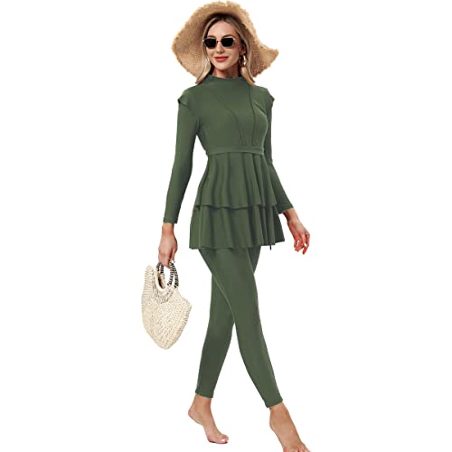 Muslim Swimsuits for Women Modest Islamic Swimwear Burkini Full Cover Hijab Top Pants with Swimming Cap Bathing Suits