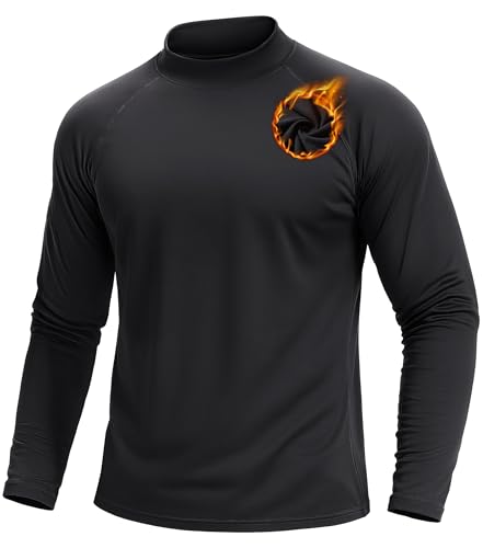 TACVASEN Mens Thermal Fleece Shirt Mock Turtle Neck Base Layer Long Sleeve Athletic Warm Undershirt Winter Running Tops