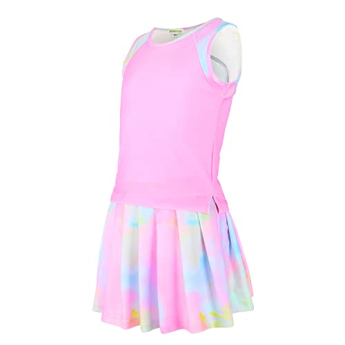 MODAFANS Girls Tennis Golf Pickball Dress Athletic Outfits Kids Tank Top and Skorts Sets