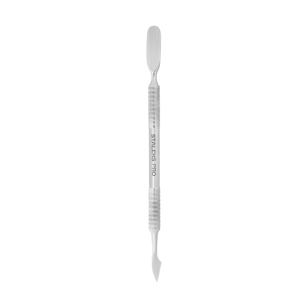 Staleks Pro Manicure Pusher Expert 30 Type 3 - Rounded Wide Pusher and Cleaner - Stainless Steel - Professional Cuticle Tool