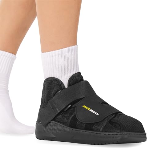 BraceAbility Closed Toe Medical Walking Shoe - Lightweight Broken Toe Cast Boot, Fractured Foot Brace for Metatarsal Stres...