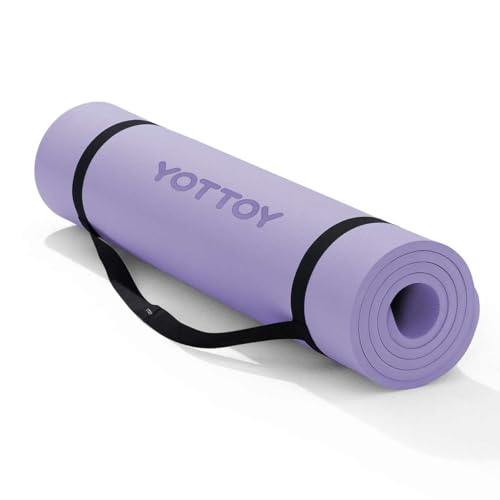 YOTTOY Yoga Mat，Extra Thick Yoga Mat (1/2inch),Professional TPE Exercise Mat,Non-Slip Workout Mat for Yoga, Pilates, Fitne...