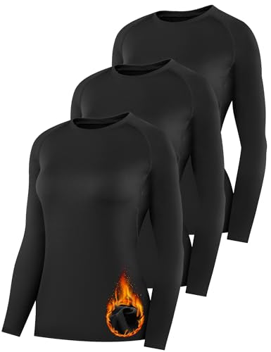 HovSiyla Womens Thermal Compression Long Sleeve Shirts Fleece Lined Tops Crew Neck Slim Fit Base Layer Ladies Underwear