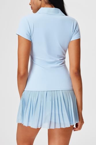 Mudere Tennis Skirt Set for Women Two Piece Golf Outfits High Waisted Pleated Athletic Skirt Outfits with Pockets