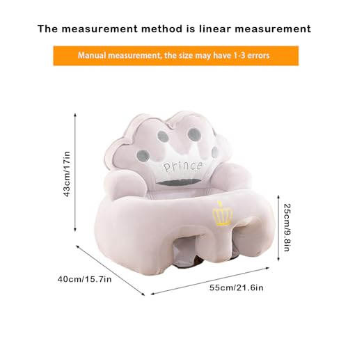 Crown Baby Floor Seat Cute Baby Support Sofa Sit Up Chair for Learning to Sit, Toddler Sitting Chair (Gray, 40cm*55cm)