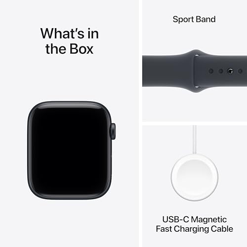 Apple Watch SE 3 [GPS 44mm] Smartwatch with Midnight Aluminum Case with Midnight Sport Band - M/L. Fitness and Sleep Track...