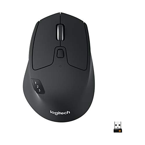 Logitech M720 Triathlon Wireless Mouse, Bluetooth, USB Unifying Receiver, 1000 DPI, 6 Programmable Buttons, 2-Year Batter...