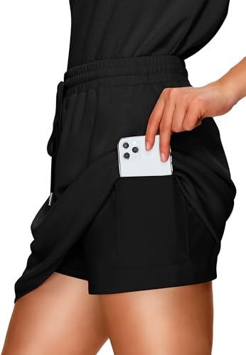 Sampeel Women's 2 Piece Skirt Sets Side Slit Tops and Tennis Skort with Pockets Trendy Airport Loungewear Travel Outfits