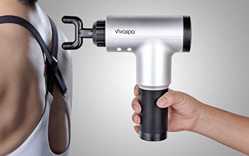Vivitar Vivaspa Handheld Cordless and Rechargeable Massage Gun with LCD Display for Athletes with 4 Interchangeable Heads ...
