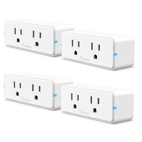 Govee Dual Smart Plug 4 Pack, 15A WiFi Bluetooth Outlet, Work with Alexa and Google Assistant, 2-in-1 Compact Design, Gove...